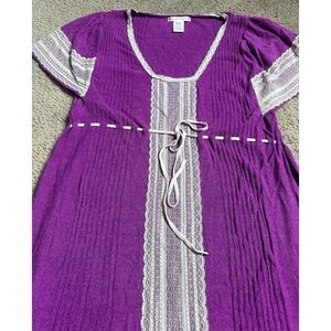 Nanette Lepore Lovely Versatile  Purple Dress w/White Lace Detailing LARGE